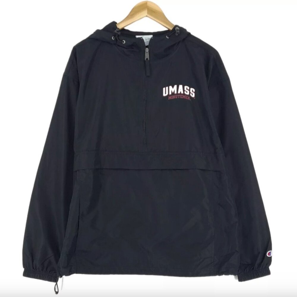 Vintage Champion Umass Jacket Anorak Waterproof White Size M